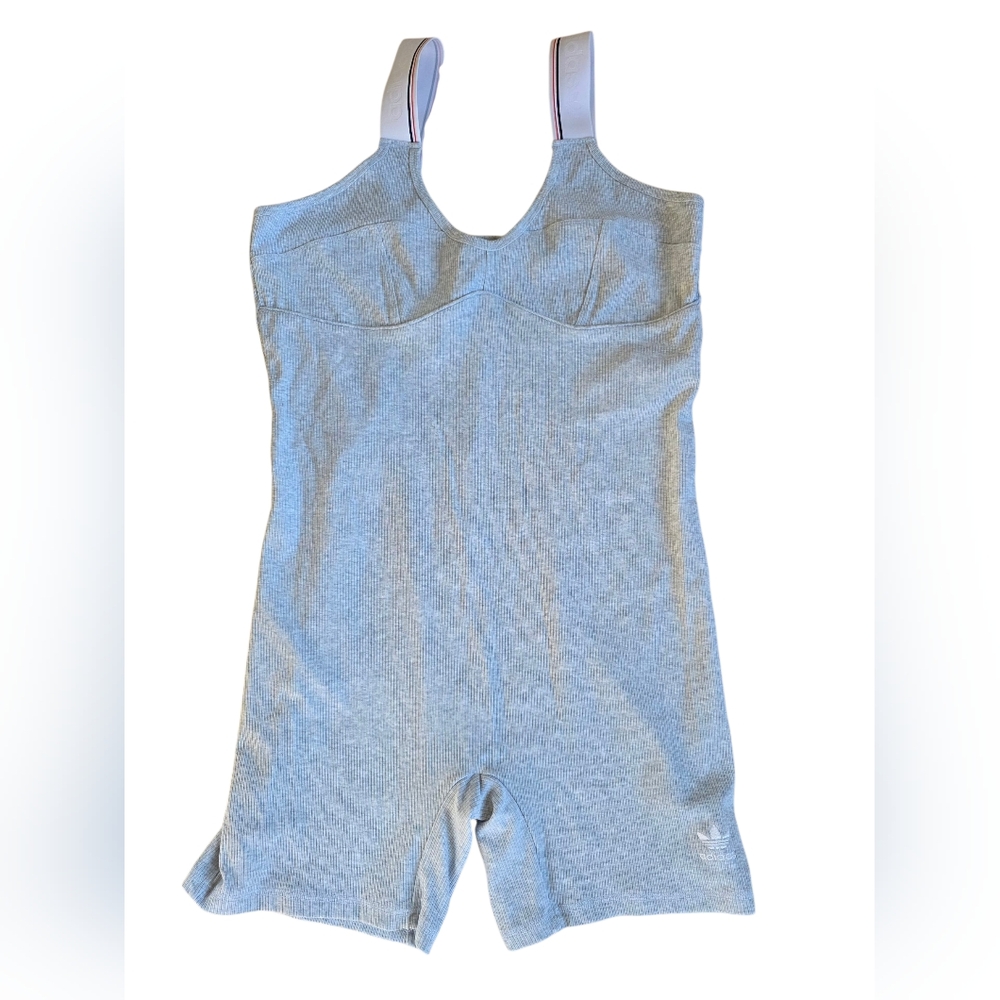 Adidas Ribbed Taped Tight Ribbed Playsuit White Size XL